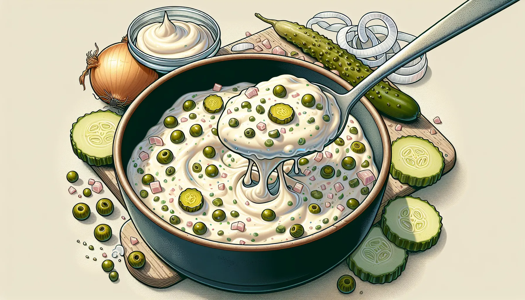 O molho tártaro é um acompanhamento delicioso e versátil que combina com diversos pratos, como peixes, frutos do mar e sanduíches. Se você está procurando a receita perfeita de molho tártaro, confira essas dicas e o passo a passo abaixo:

Ingredientes:
- 1 xícara de maionese
- 2 colheres de sopa de cebola pic